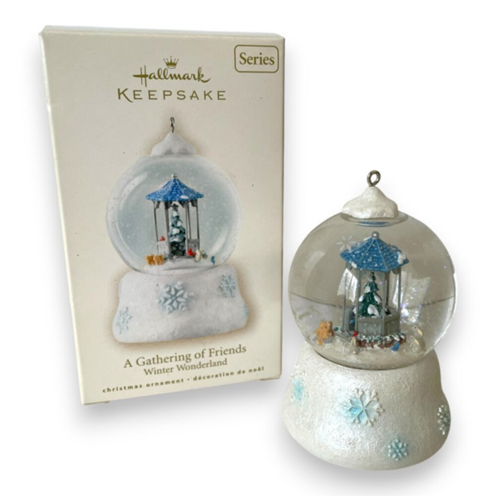 Hallmark Snow Globe Ornament A Gathering of Friends 6th in Series